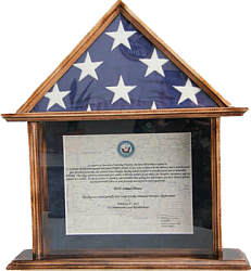 Military flag display with shadow box