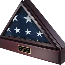 Military flag display with plaque